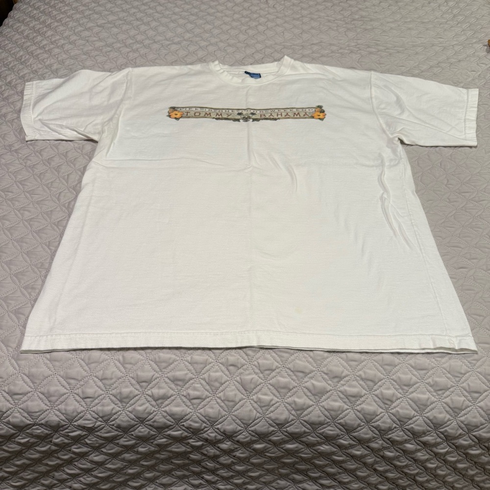 Tommy Bahama White Tee with Subtle Floral Detail